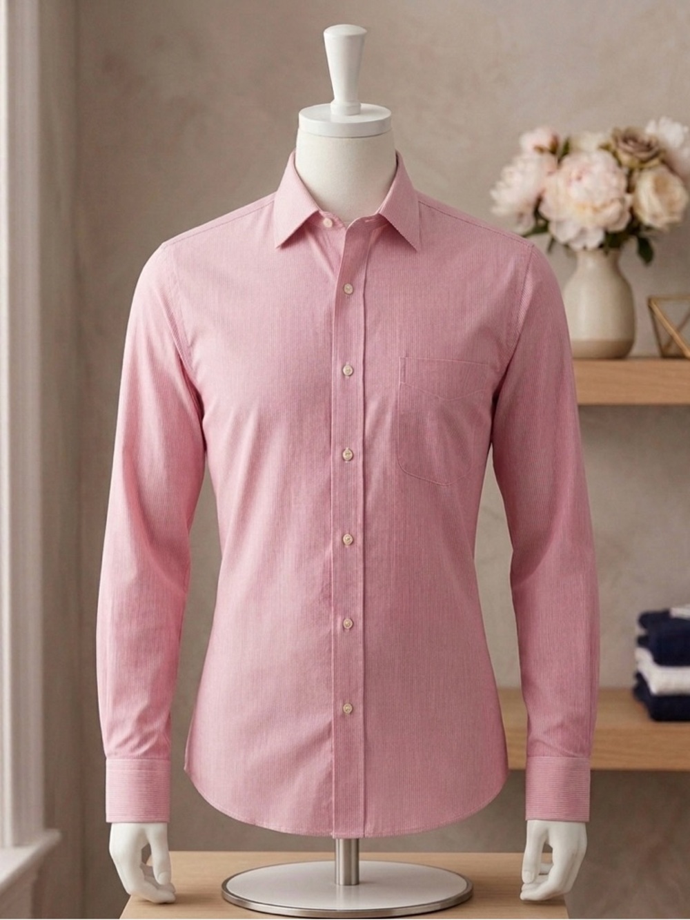 Lauren Ralph Lauren Pink Stripe Dress Shirt 17 32/33 — Professional Classic NWT